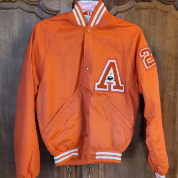 Sport Chief Memphis Tennessee vtg 80s orange nylon varsity football jacket small - Picture 1 of 11